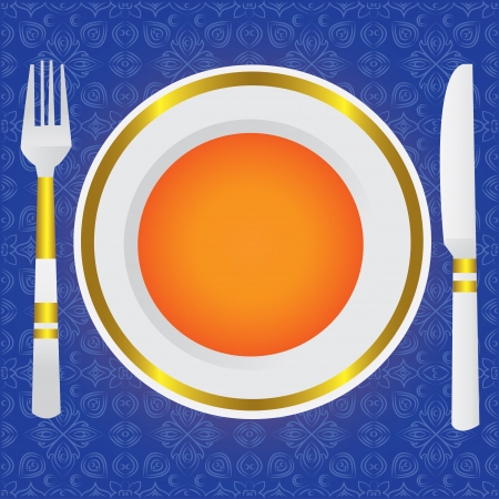 Empty dinner plate, drawing the knife and fork set のイラスト素材