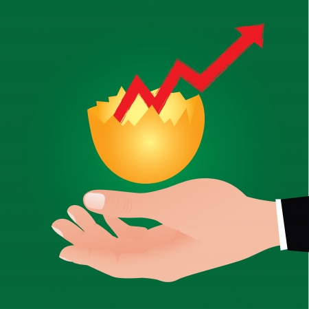 Graph on hand business man,Vector のイラスト素材