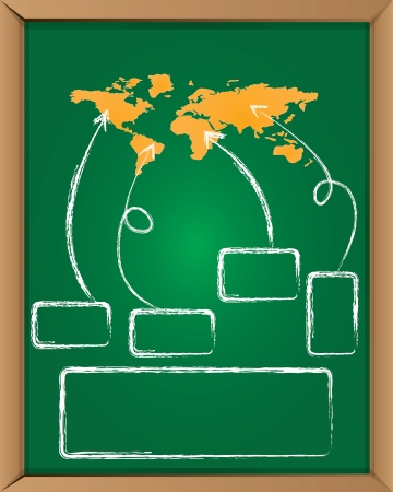 Map of the world on blackboard background,Vector のイラスト素材