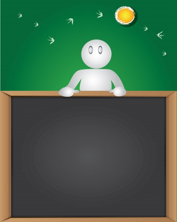 Blank board and business man cartoon,Vector のイラスト素材