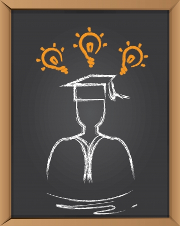 Graduation people on black board background, vector のイラスト素材