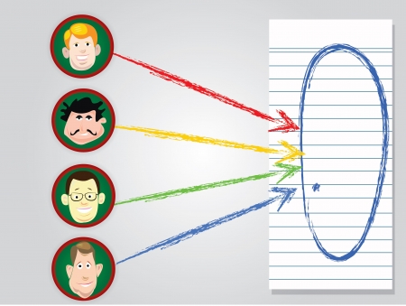 Avatar set Men faces and blank paper,Vector のイラスト素材