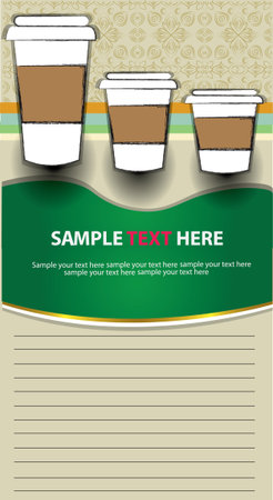 Coffee cups and blank paper for text,Vector のイラスト素材