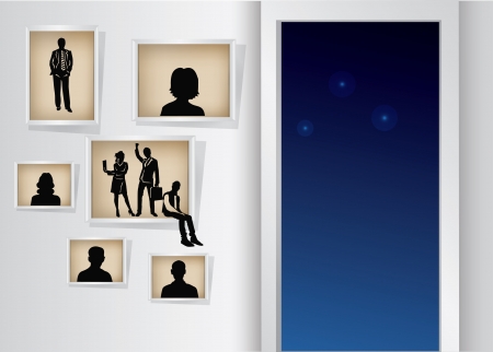 Frames on wall,and open door,vectorのイラスト素材