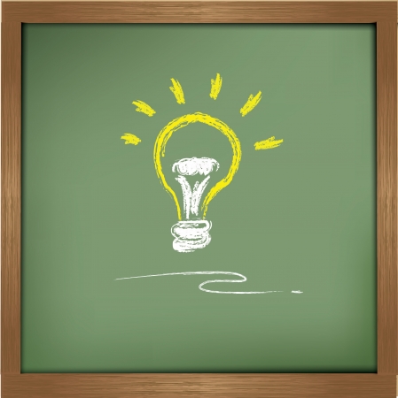 Lightbulb drawing on blackboard background,vector のイラスト素材