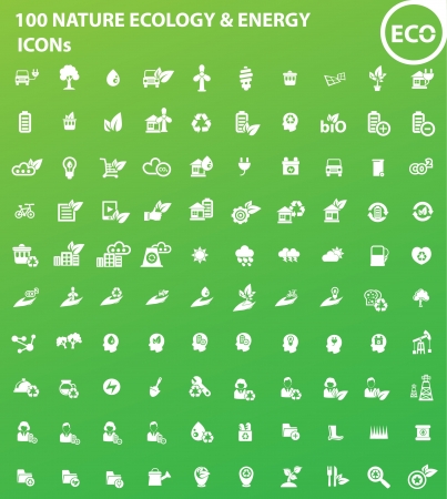 100 Ecology, Nature   Energy iconsのイラスト素材