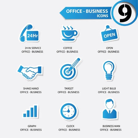 Office and business concept icons,blue versionのイラスト素材