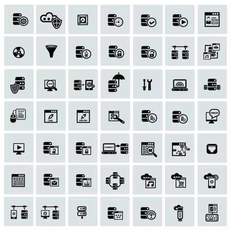 Database system and Data security iconsのイラスト素材