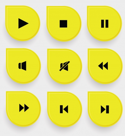 Audio icons on yellow buttonsのイラスト素材
