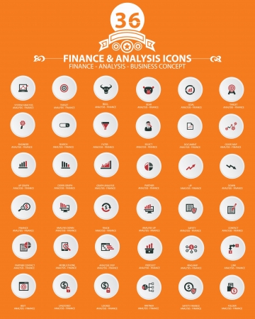 Stock exchange and analysis icons,Orange background version,vectorのイラスト素材