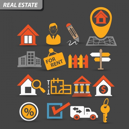 Real estate icons,Colorful version,vectorのイラスト素材