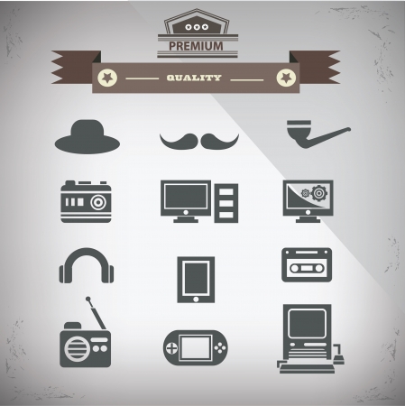 Retro technology icons,Old technology,vectorのイラスト素材