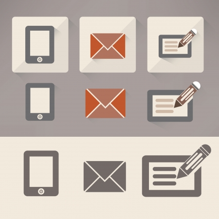 Vintage Mobile phone,Email   paper or tablet computer iconsのイラスト素材