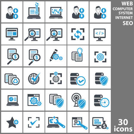 Business   Computer system and Seo analysis icons,Blue version,vectorのイラスト素材