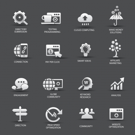 Search Engine Optimization icons, On gray background version 2,vectorのイラスト素材