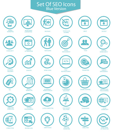 Set of SEO icons,Blue versionのイラスト素材