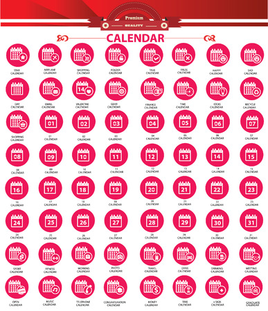 Collection of calendar icons,Red versionのイラスト素材