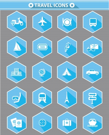 Travel icons,Blue version,vector のイラスト素材