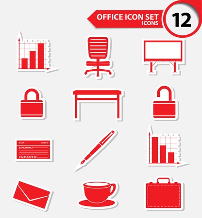 Office icons,Red version,vectorのイラスト素材