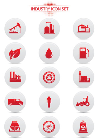 Industry buttons on white background,red version,vectorのイラスト素材