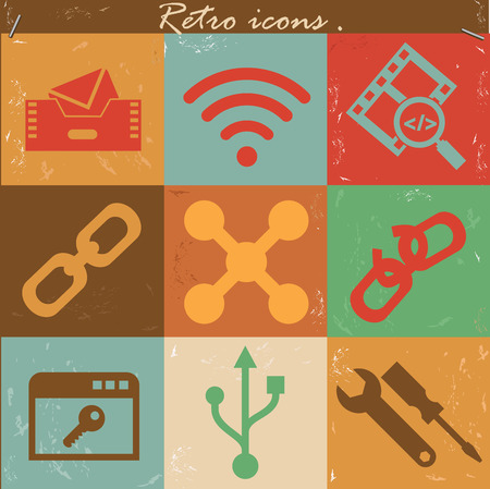 Technology icons,Vintage version,vectorのイラスト素材