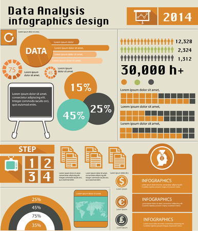 Data Analysis Infographics,Retro styleのイラスト素材