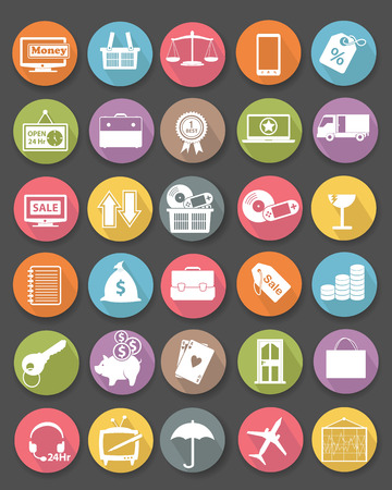 Shopping icon set,Flat icons,Colorful version,vectorのイラスト素材