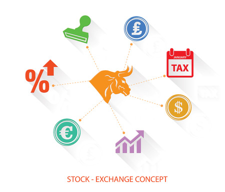 Financial and stock exchange concept,Blank for text,white versionのイラスト素材