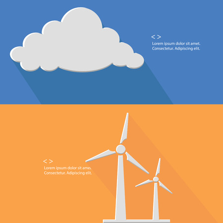 Cloud and wind turbine ,Blank for text,vectorのイラスト素材