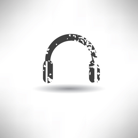 Earphone symbol,grunge vectorのイラスト素材