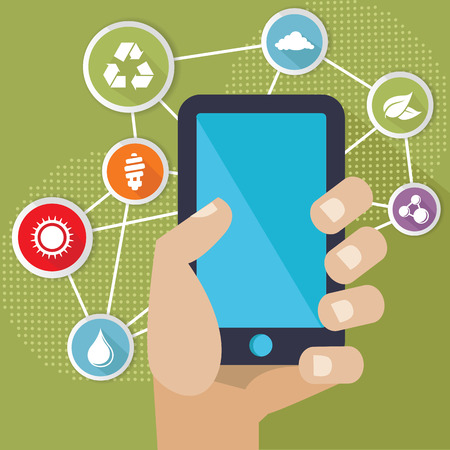 Mobile communication,Ecology concept icons,vectorのイラスト素材