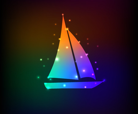 Boat symbol,Rainbow vectorのイラスト素材