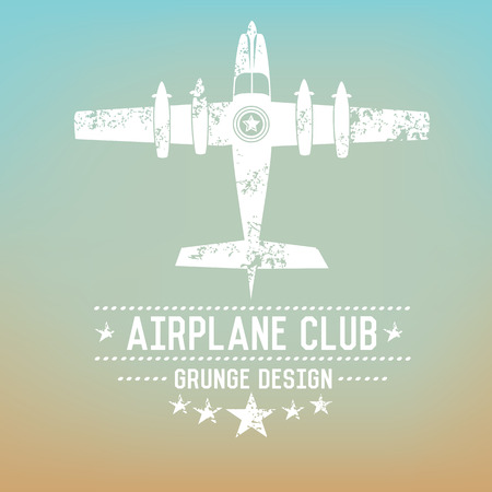 Airplane badge grunge symbol on blur background,vectorのイラスト素材