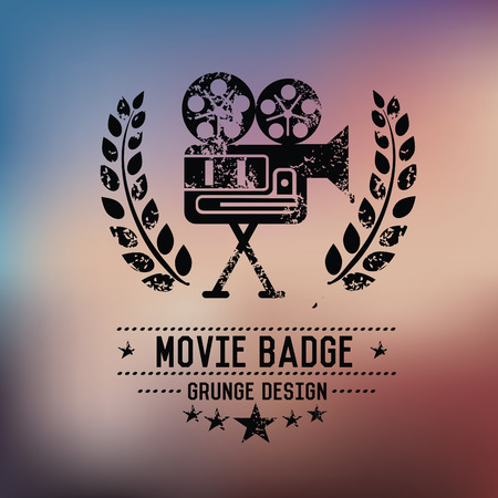 Movie badge grunge symbol on blur background,vectorのイラスト素材