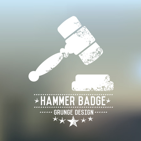 Hammer badge grunge symbol on blur background,vectorのイラスト素材