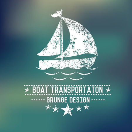 Boat badge on blur background,vectorのイラスト素材