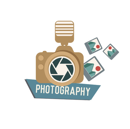 Camera symbol on white background,Retro colour concept,clean vectorのイラスト素材