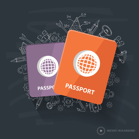Passport symbol design on blackboard backgroundのイラスト素材