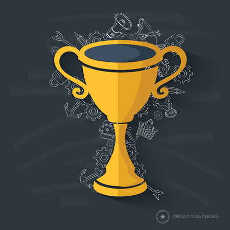 Trophy design on blackboard backgroundのイラスト素材