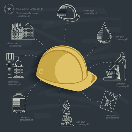 Industrial concept on blackboard backgroundのイラスト素材