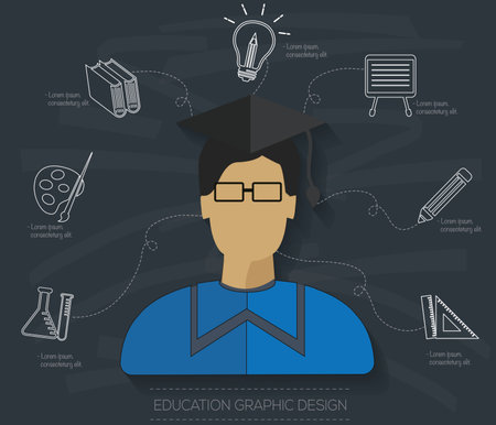 Education concept on blackboard backgroundのイラスト素材