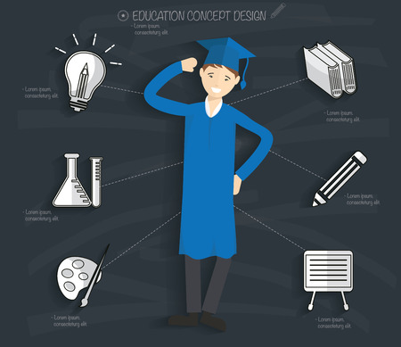 Education concept on blackboard backgroundのイラスト素材