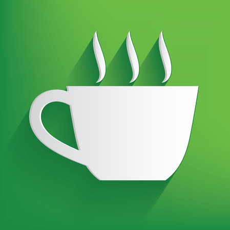 Coffee symbol on green background,clean vectorのイラスト素材