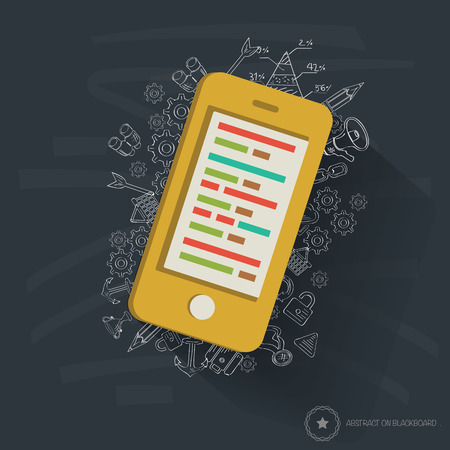 Mobile design on blackboard background,clean vectorのイラスト素材