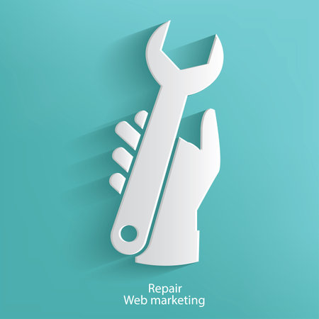 Repair website symbol on blue background,clean vectorのイラスト素材