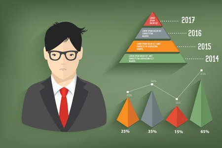 Business concept and graph on blackboard background,clean vectorのイラスト素材