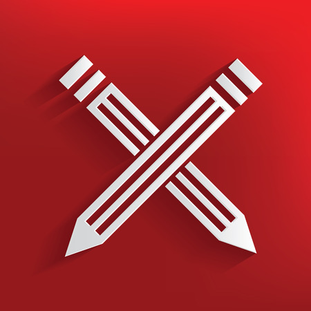 Pencil symbol on red background,clean vectorのイラスト素材