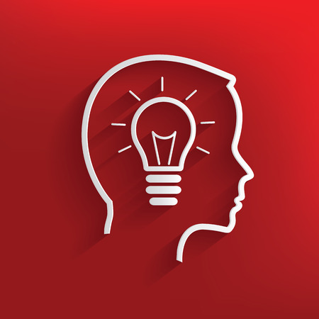 Brain idea symbol on red background,clean vectorのイラスト素材
