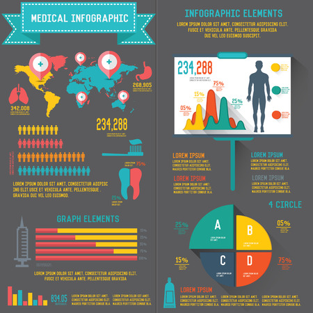 Medical info graphic design on dark background,clean vectorのイラスト素材