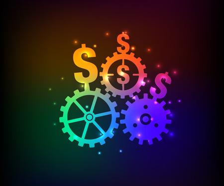 Gears dollar symbol,rainbow vectorのイラスト素材